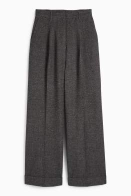 Cloth trousers - high waist - wide leg - textured