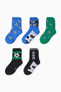 Multipack of 5 - football - socks with motif