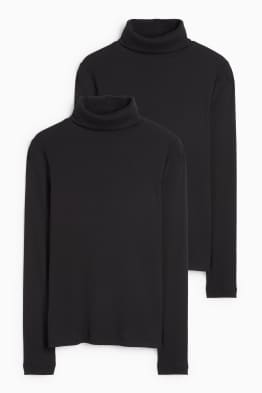 Confezione da 2 - maglia dolcevita basic - a costine