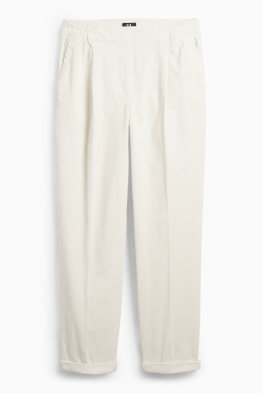 Manšestrové kalhoty - high waist - tapered fit - LYCRA®
