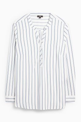 Blusa con scollo a V - a righe
