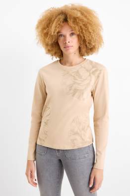 Basic-Langarmshirt - geblümt