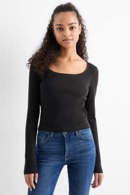 Crop Langarmshirt - gerippt
