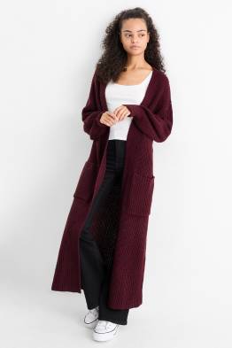Lange Strickjacke - gerippt