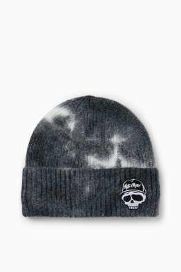 Totenkopf - Mütze - gerippt - gemustert