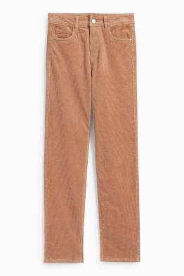 Manšestrové kalhoty - high waist - straight fit - LYCRA®