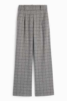 Business kalhoty - mid waist - relaxed fit - kostkované