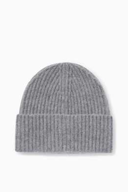 Cashmere beanie - ribbed