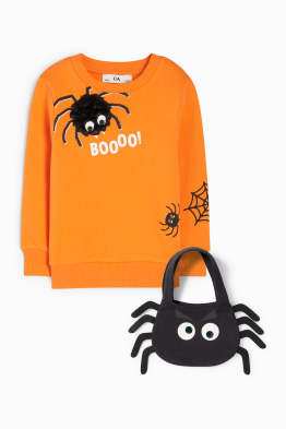 Halloween - motivy pavouků - souprava - mikina a taška - 2dílná