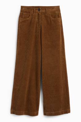 Pantalon en velours côtelé - mid waist - jambes larges - LYCRA®