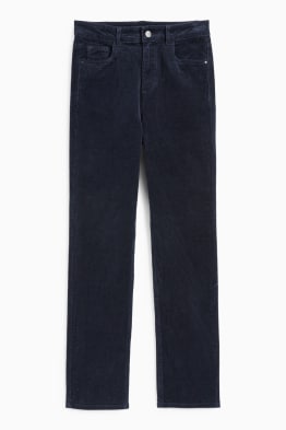 Manšestrové kalhoty - high waist - straight fit - LYCRA®