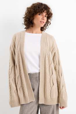 Kaschmir-Strickjacke - Zopfmuster