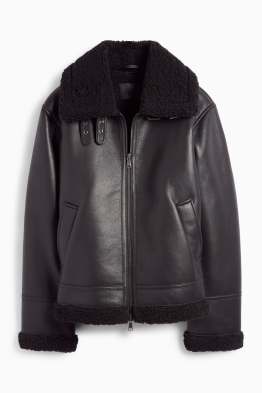 Jachetă din piele shearling falsă - imitație de piele