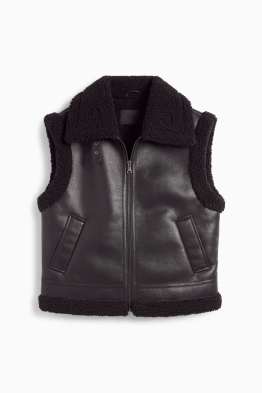Faux Shearling Weste - Lederimitat