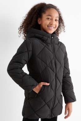 Quilted jacket with hood - water-repellent