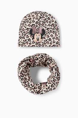 Minnie Mouse - set - beanie and snood - leopard print