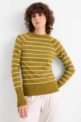 Feinstrick-Pullover - gestreift