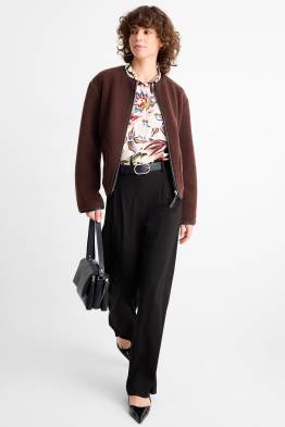 Jersey trousers - high-rise waist - wide leg