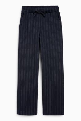 Jersey-Hose - Mid Waist - Wide Leg - Nadelstreifen