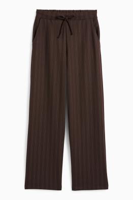 Jersey-Hose - Mid Waist - Wide Leg - Nadelstreifen