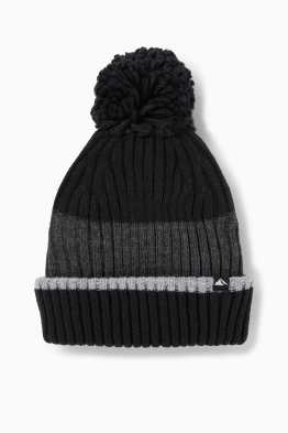 Bonnet de ski à pompons - finition côtelée