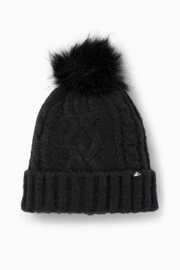 Skimuts met pompon - kabelpatroon