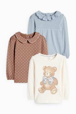 Multipack of 3 - teddy bear - baby long sleeve top