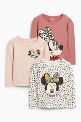 Multipack of 3 - Minnie Mouse - long sleeve top - shiny