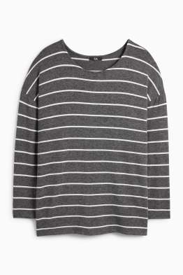 Tricou cu mânecă lungă - relaxed fit - cu dungi