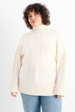 Polo neck jumper with cashmere - wool blend