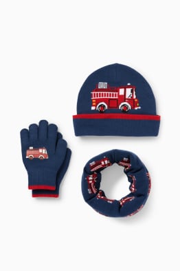 Feuerwehr - Set - Mütze, Loop Schal und Handschuhe