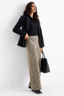 Pantaloni bouclé - talie înaltă - wide leg