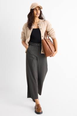 Pantalon en jersey avec ceinture - high waist - wide leg
