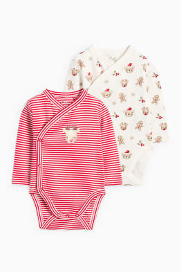 Pack de 2 - renos - bodies navideños cruzados para bebé