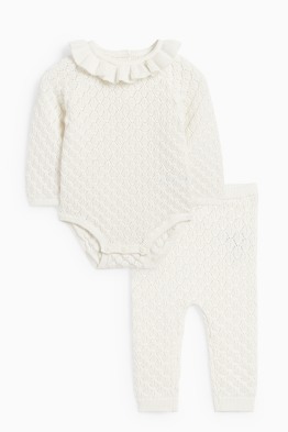Baby-Strick-Outfit - 2 teilig - strukturiert