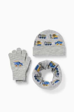 Baustelle - Set - Mütze, Loop Schal und Handschuhe