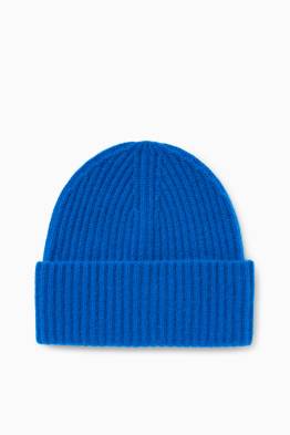 Beanie van kasjmier - geribd