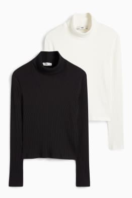 Multipack 2er - Rollkragenshirt - gerippt