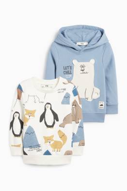 Pack de 2 - oso polar y pingüinos - sudadera con capucha y sudadera sin capucha
