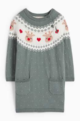 Rentier - Baby-Weihnachts-Strickkleid