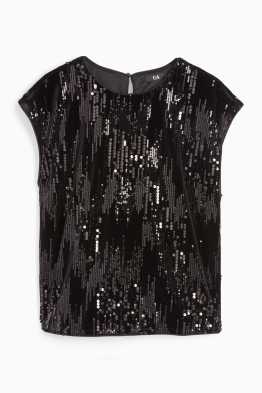 Camiseta de terciopelo con lentejuelas - regular fit