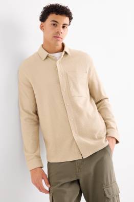 Shirt - relaxed fit - kent collar - textured
