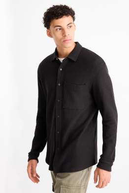 Shirt - relaxed fit - kent collar - textured