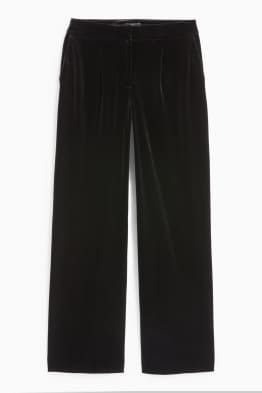Pantaloni office din catifea - talie medie - wide leg