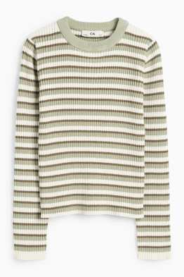 Maglione di ciniglia - a coste - a righe