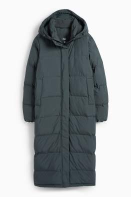 Quilted coat with hood - water-repellent