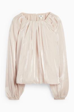 Blouse met strass-steentjes - glanzend