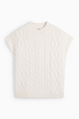 Strickpullover mit Kaschmir-Anteil - kurzarm - Woll-Mix