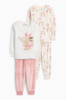 Lot de 2 - cerf - pyjama d’hiver - 4 pièces