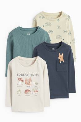 Multipack of 4 - woodland animals - baby long sleeve top